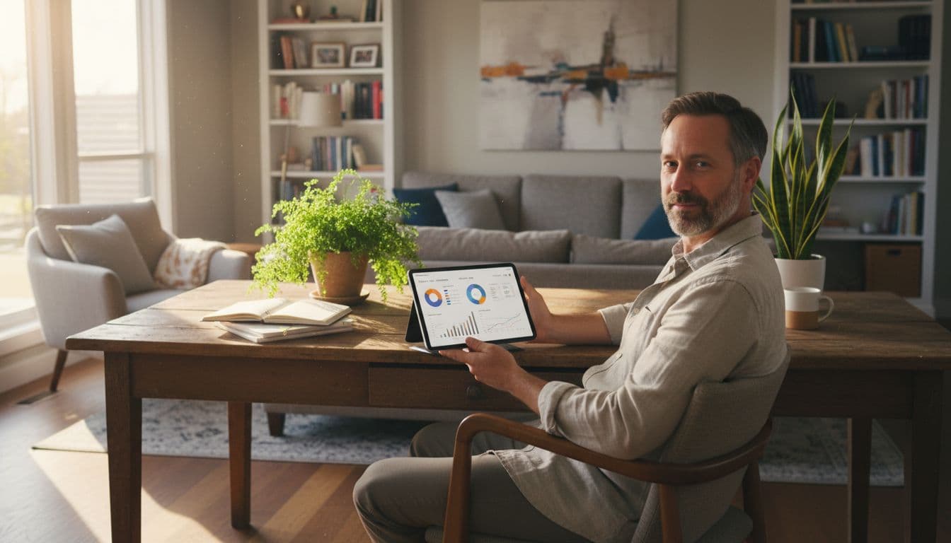 Australian investor viewing ETF dashboard on tablet