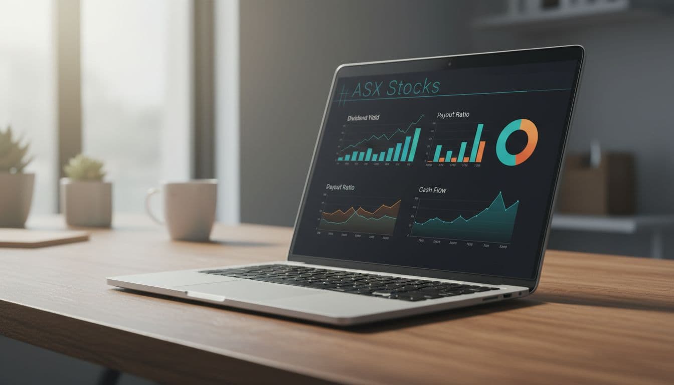 Dividend yield and payout ratio charts on laptop